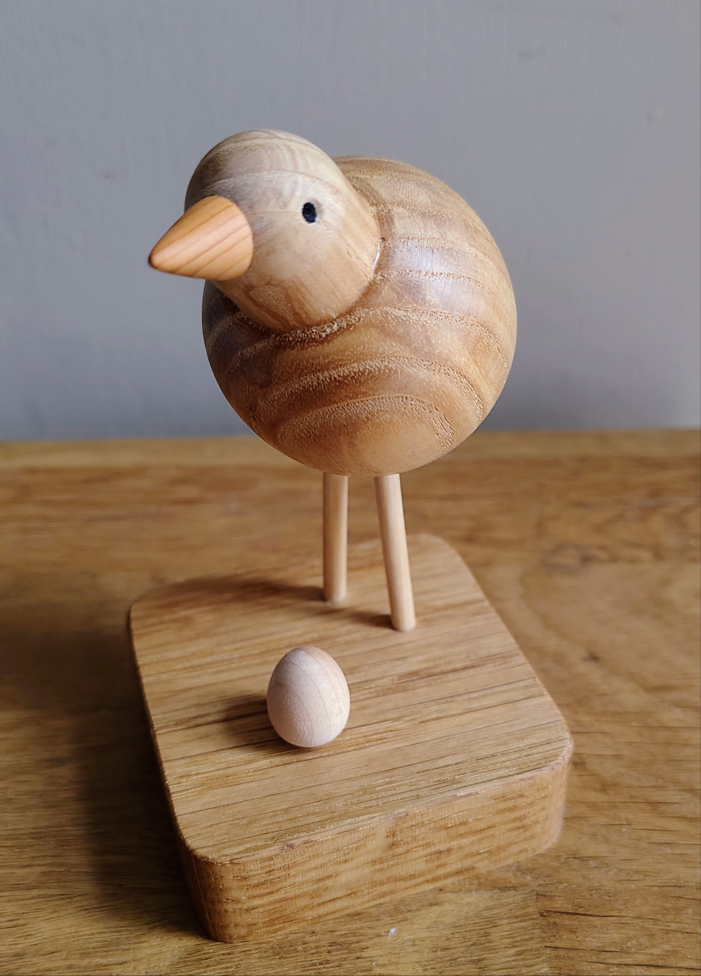 Mother Bird with Egg Wooden Sculpture