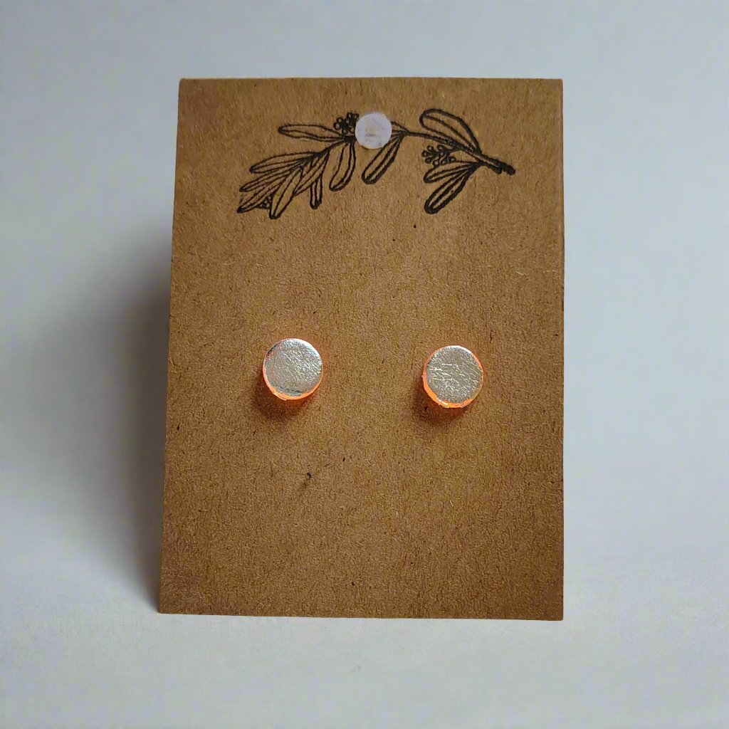 Silver with Orange Stud Earrings