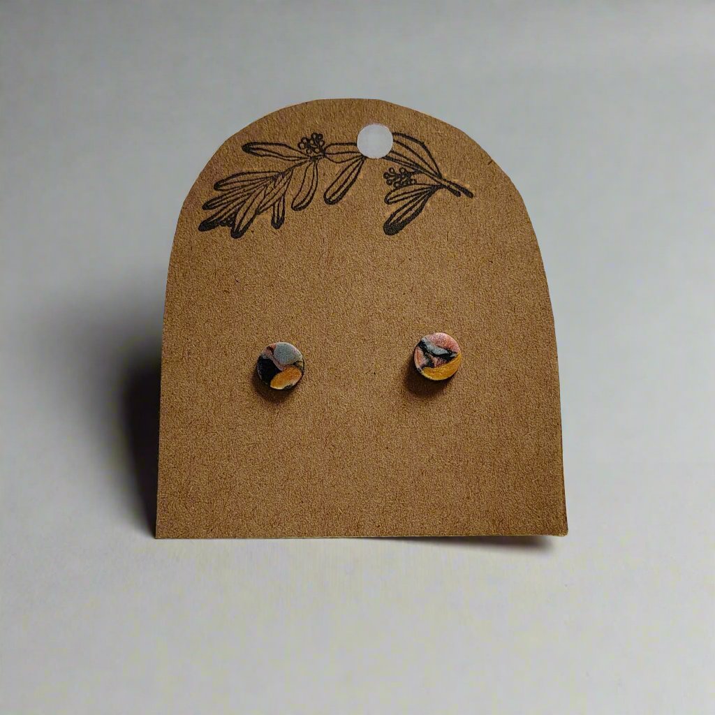 Pink, Orange, Black and Grey Stud Earrings