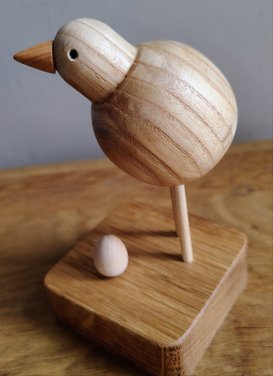 Mother Bird with Egg Wooden Sculpture