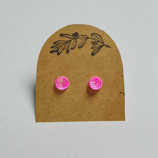 Pink and Silver Stud Earrings