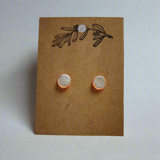 Silver with Orange Stud Earrings