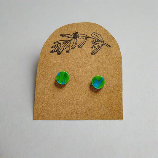 Green and Blue Stud Earrings