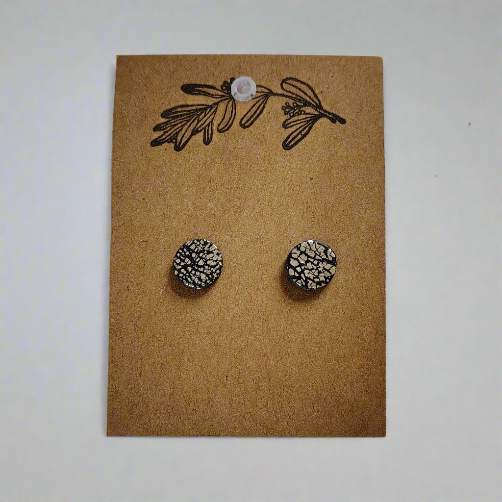 Black with Silver Stud Earrings