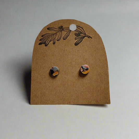 Pink, Orange, Black and Grey Stud Earrings