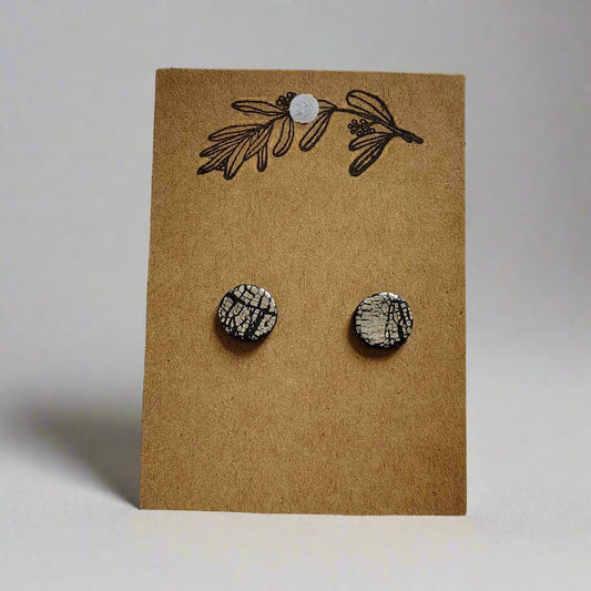 Black with Silver Stud Earrings