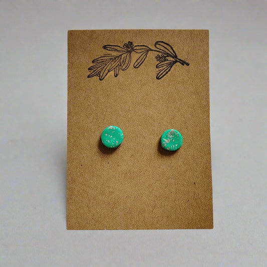 Aqua and Silver Stud Earrings