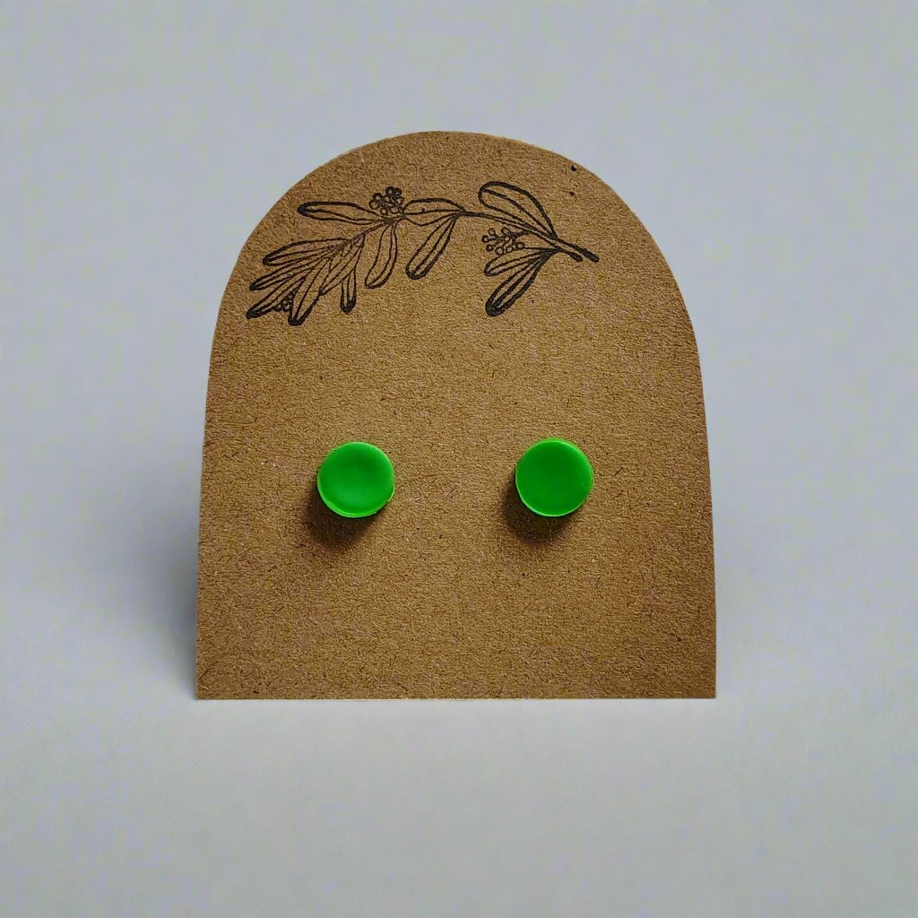 Green Circle Stud Earrings