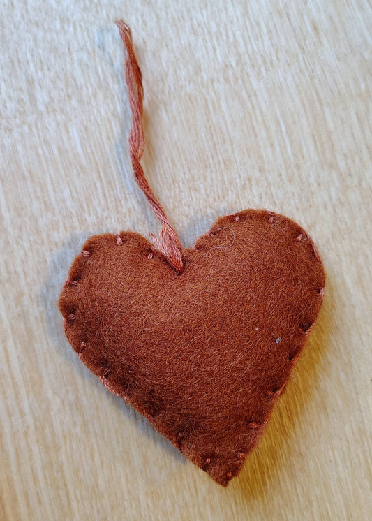 Hanging Heart Decoration - Brown