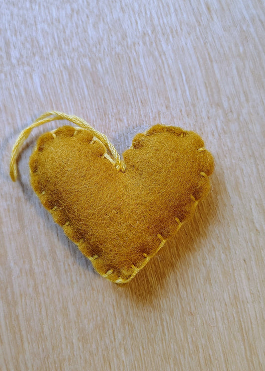 Hanging Heart Decoration - Mustard