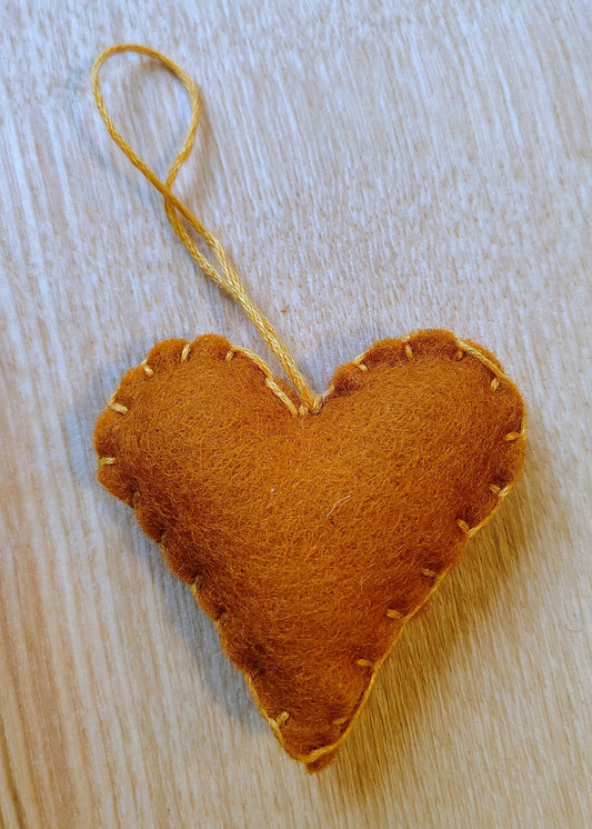 Hanging Heart Decoration - Rusty Orange