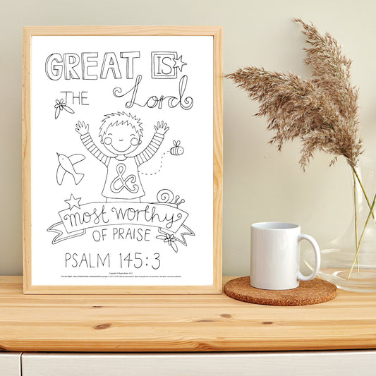 Psalm 145:3 Colouring Sheet