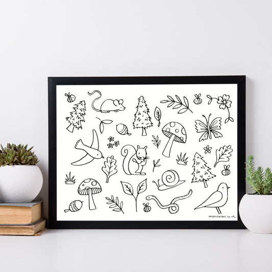 Woodland Creatures Colouring Sheet